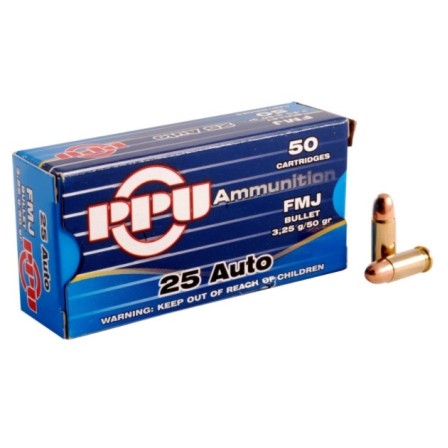 PPU 25 Auto (6.35mm) 50Grs FMJA-160 (Cx.50)